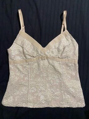 Y2K Ivory Floral Brocade Cami Top | Size S